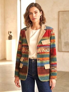 Women’s Aztec Boho Corduroy Jacket Size 2X